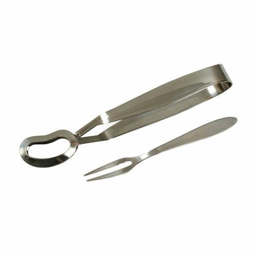 Snail Tongs & Fork Set Escargot Cutlery Stainless Steel 16.5 x 3cm - Picture 2 of 2
