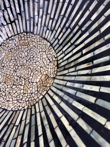 Vintage Schale mit Muschelintarsien Abalone Holz groß Made in Vietnam - Bild 3 von 13