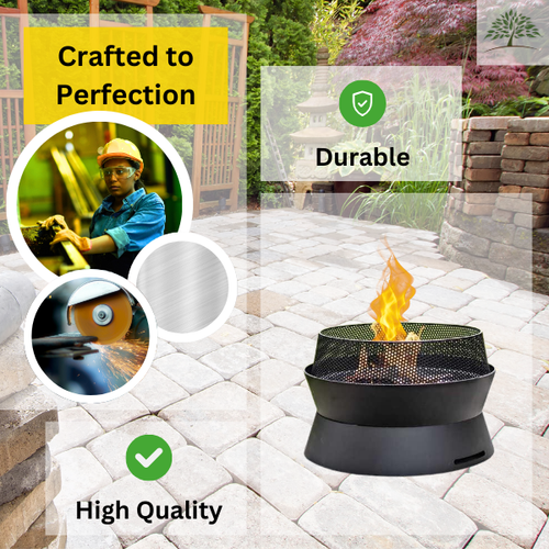Large Black Fire Pit Outdoor Garden Log Burner Heavy Duty Round Wood Burner BBQ - Picture 7 of 24