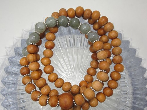 USA Seller! Wood & Labradorite Tibetan Buddhist Mala Prayer Beads Elegant Tassel - Picture 3 of 10