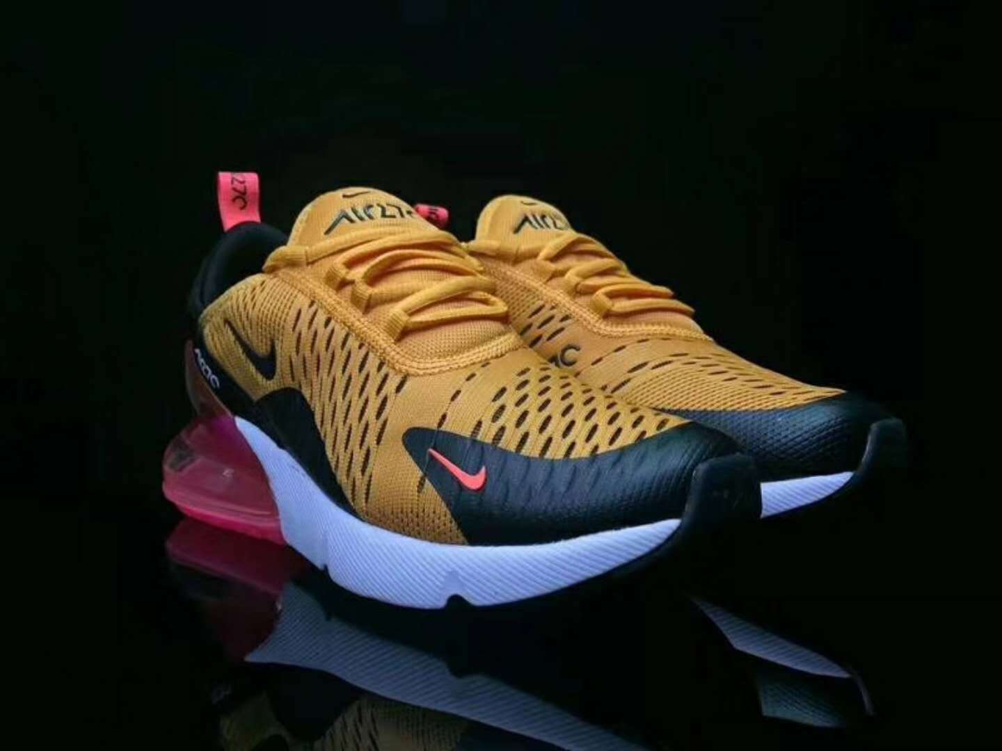 Nike Air Max 270 Tiger Black University Gold Yellow Hot Punch White Nike Air Max 270 Tiger Black University Gold Yellow Hot Punch White