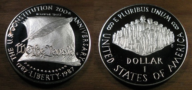 1987 US Constitution Bicentennial Silver Proof Commenorative Coin