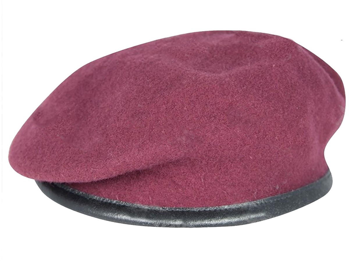 Unisex Adult Maroon Royal Signals Para Beret – Official ORs' Badge, Sizes 52–62cm, Cotton, Breathable, Casual Or Outdoor Wear