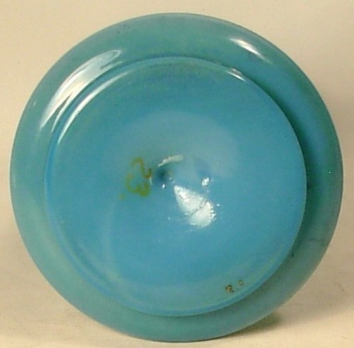 BLUE GLASS COLOGNE BOTTLE HAND PAINTED FLOWERS PONTIL MARK - Picture 3 of 4