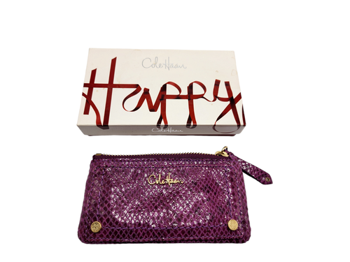 RARE Pretty Cole Haan Marabelle Plumeria Print Leather Zipper Key Card Case - Picture 1 of 2