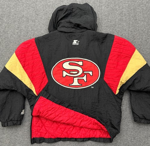 VTG Starter San Francisco 49ers Jacket Mens Small 1/2 Zip NFL Pullover Puffer S - Picture 10 of 19