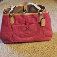 Coach Sig Embossed Pink Patent Leather F25487. Great condition!