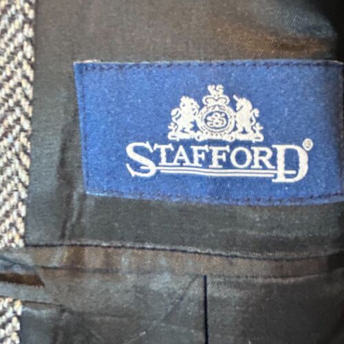 Stafford 100% Wolle Herren Fischgrät 46 L Grau mit Farbtönen 2 Knopf Blazer - Bild 4 von 12