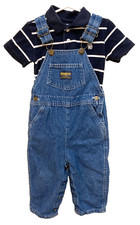 OshKosh Blue Bib Denim Overalls  Oshkosh Short Sleeve Top SET Size 2T 