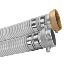 1-1/2" Clear PVC Suction Hose Assembly, Female Pin Lug x Male Pin Lug, 70 PSI...