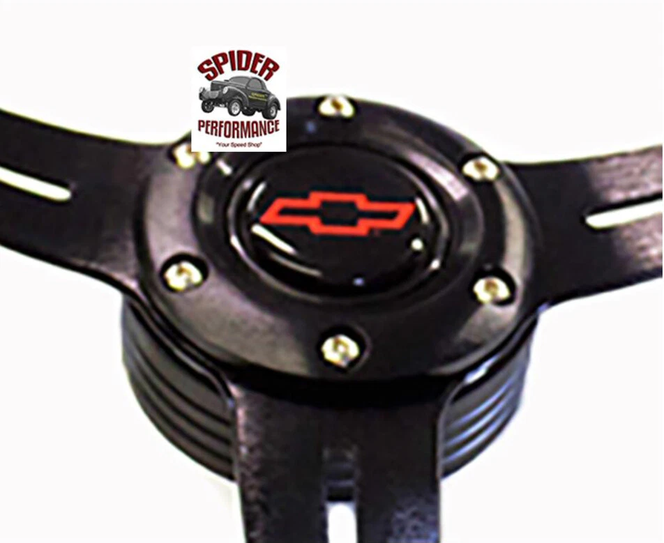 Chevrolet 1969-1989 volante de cuero pajarita roja 13 3/4" drifter Foto 3 de 4