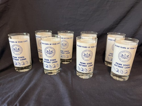Vintage Penn State Golden Years Penn State Football 1947 - 1972 Glasses Set Of 8 - Picture 2 of 6