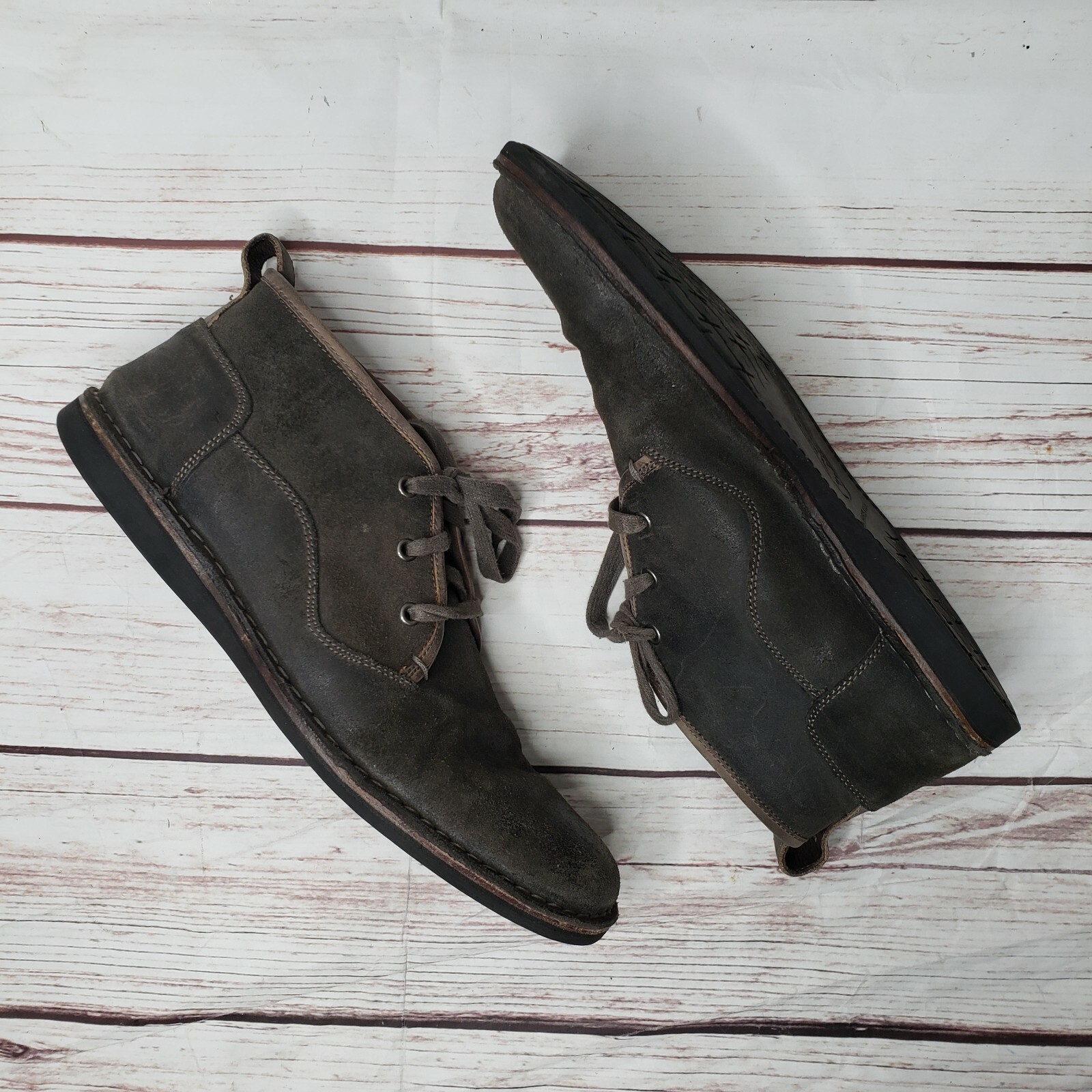 John Varvatos Star Usa Chukka Cuero botas al Tobillo gris 11.5M Rustica Vintage John Varvatos Star Usa Chukka Cuero botas al Tobillo gris 11.5M Rustica Vintage