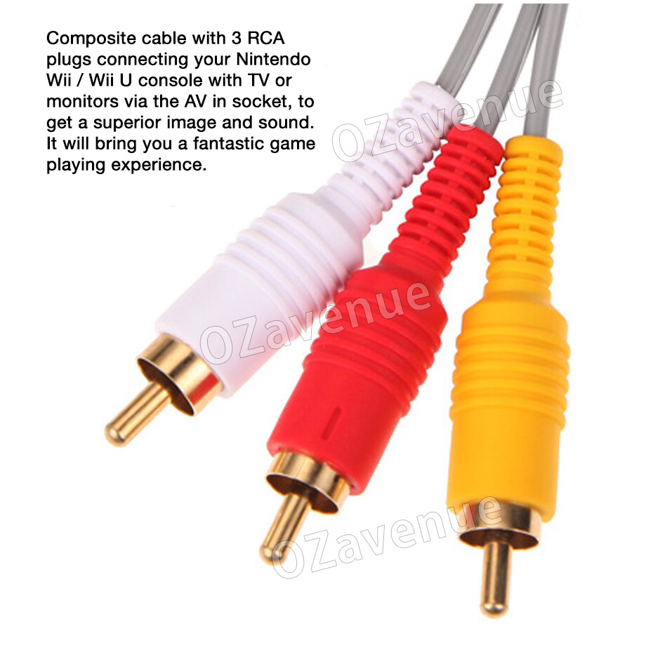 Audio Video RCA AV cable cord lead composite Nintendo Wii, Wii U, Wii
