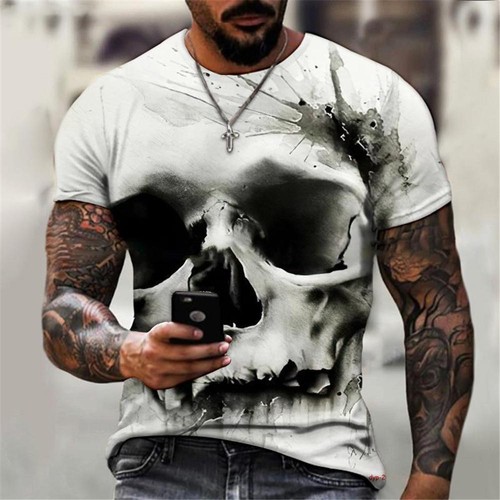 Camiseta Con Estampado 3d De Cráneo Para Hombre Camisa Corta Moda Hip-hop Lujo - Imagen 1 de 31