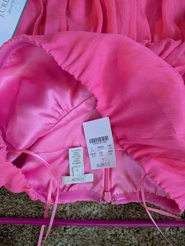 J. Crew Juliet Pink Dress Silk Blend Chiffon Strapless Knee Length - Size 0 - Picture 2 of 3