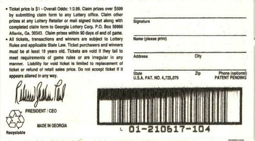 THE ORIGINAL FIRST AND SECOND GEORGIA SCRATCH OFF LOTTERY TICKETS, UNSCRATCHED - Picture 4 of 4