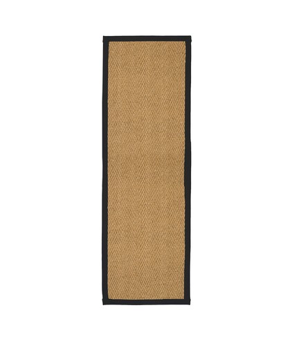Indoor Natural Herringbone Weave Coir Area Rug Coloured Border Home Runner Mat - Picture 3 of 34