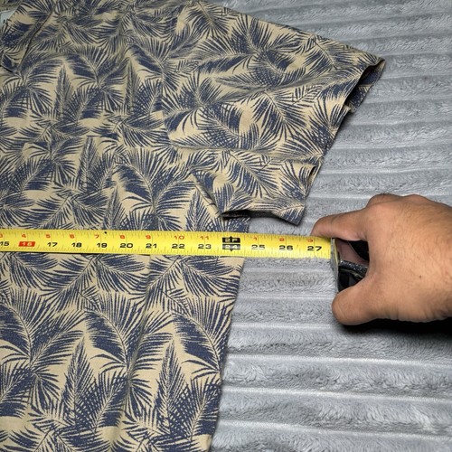 Camisa de vestir ROWM tostada y azul para hombre con patrón de hojas de palma talla-2xL nueva sin etiquetas - Imagen 8 de 14