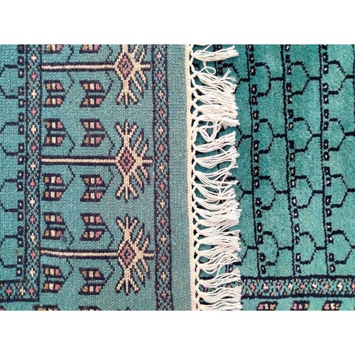 Amma Carpets Runner Rug Wool Hand Knotted Area Rug 2'6" x 10' Turquoise - Picture 3 of 4
