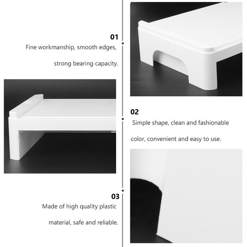 1pc Monitor Stand Computer erhöhtes Regal Home Desktop Monitor Rack (weiß) - Afbeelding 12 van 12