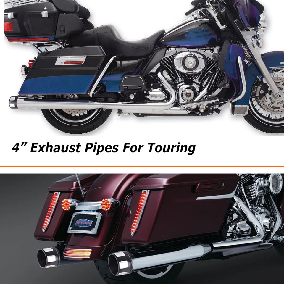 4" Chrome Slip On Mufflers For Harley Touring Road King Exhaust Pipes 1995-2016 - Изображение 2 из 4