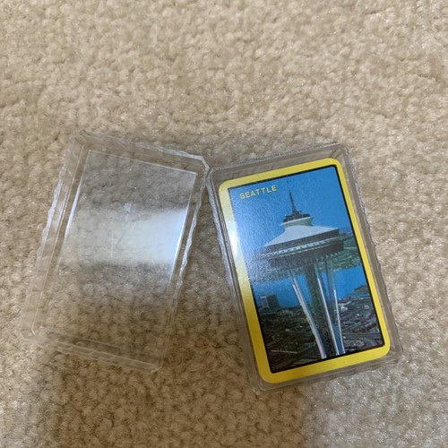 Vintage Seattle Space Needle Plastic Coated Playing Card Deck Clear Case New - Bild 8 von 8