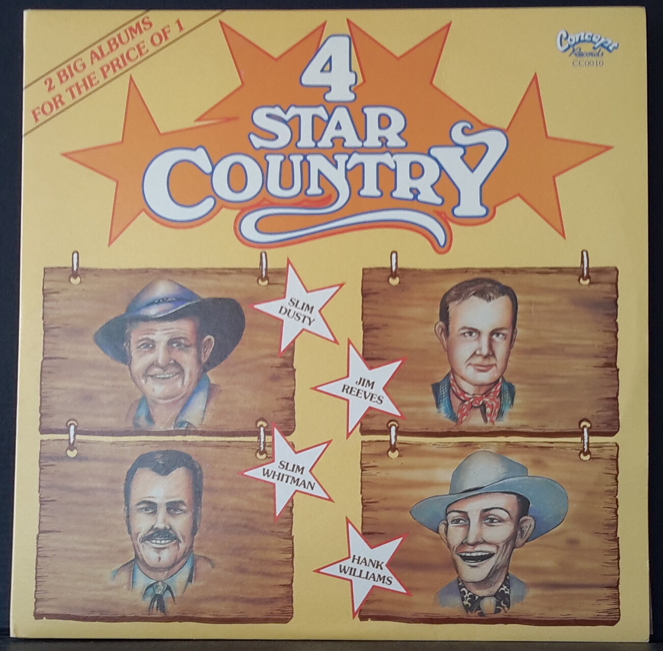 4 STAR COUNTRY SLIM DUSTY, SLIM WHITMAN, JIM REEVES & HANK WILLIAMS CONCEPT 2LPs