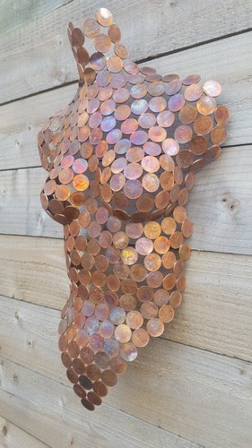 Nude Copper Coin 2p pence Metal Wall Art Female Torso Sculpture Abstract Unique - Picture 6 of 12