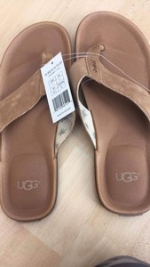 Ugg Mens M Beach Beige Flip Flops Sandals Size Uk 6 New Image Is Loading Ugg Mens M Beach Beige Flip Flops Sandals