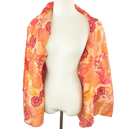 Vintage 1960's Orange Flower Power Kimono Sleeve Light Jacket - Picture 8 of 8