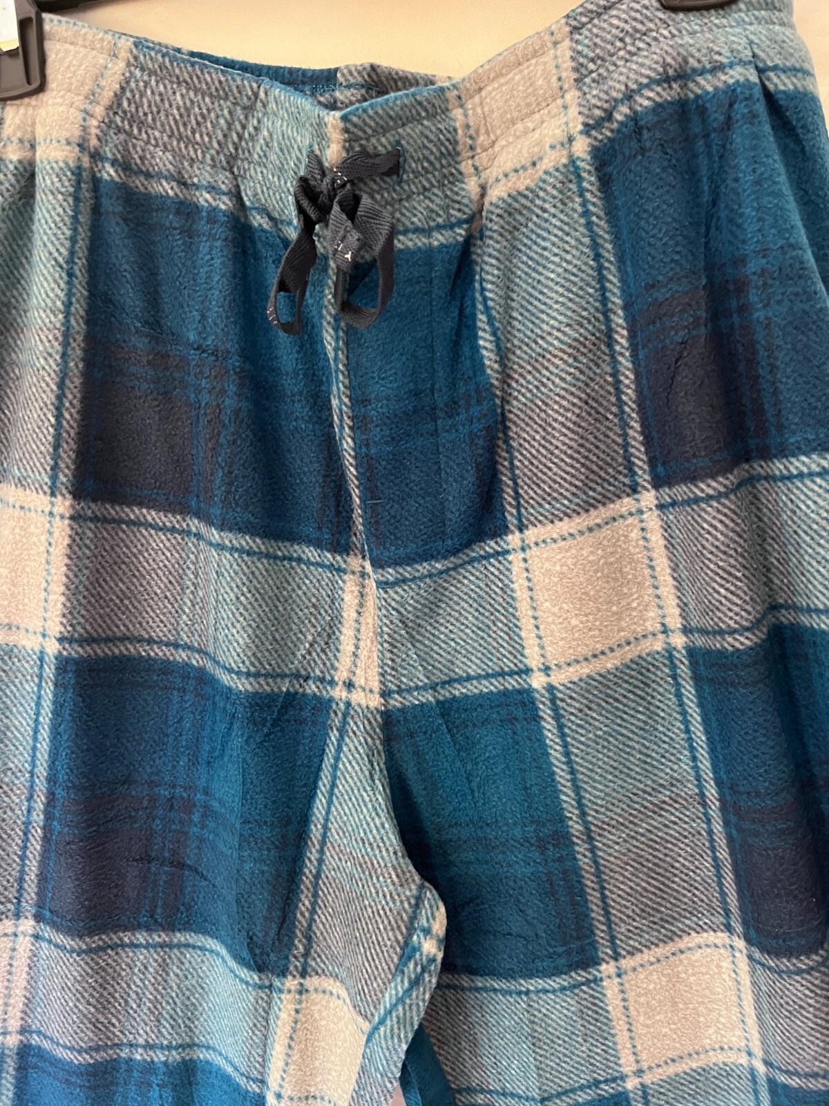 New Perry Ellis Portfolio Men's Heather Plaid Pajama Pants Teal Blue Size M - Picture 17 of 18