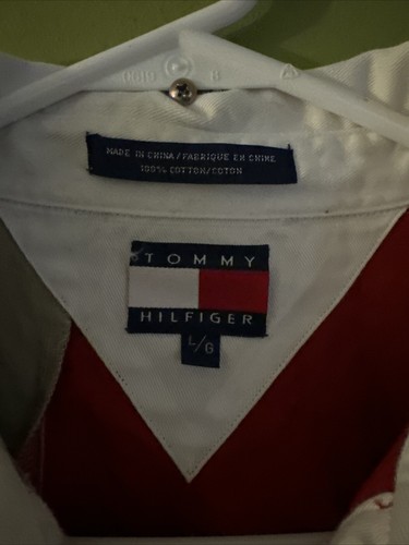Vintage Tommy Hilfiger Mens Colorblock L/S Pullover Rugby Polo Shirt L - Picture 2 of 4