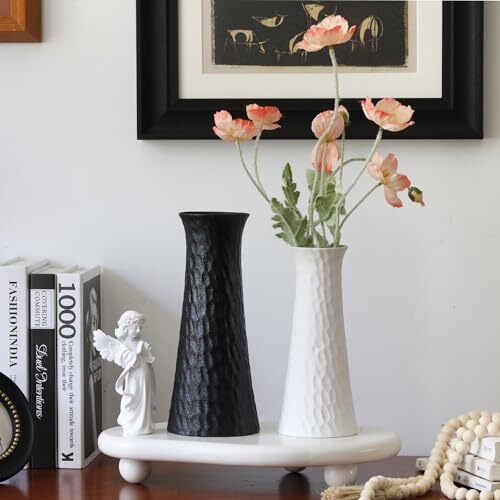 Modern Ceramic Flower Vases Set, Art Dot Decorative Tall Vase for Bouquet White - Foto 8 di 8