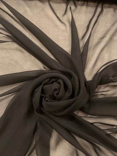 Black silk georgette fabric, 44” wide, sold by the yard - Picture 1 of 8