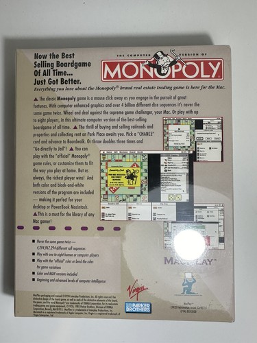 1994 Monopoly Computer Game Macintosh MacPlay 6.0.7 complete Sealed Must See!! - Picture 2 of 6