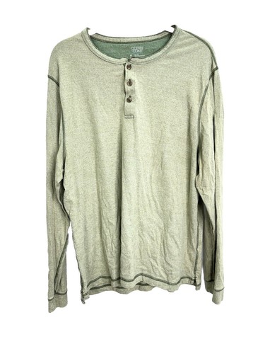 Ocean Coast Mens Sz XL Green Soft Exposed Stitching Long Sleeve Henley Shirt - Picture 2 of 14
