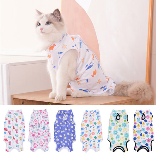 Pet Surgery Post Operative Clothes Cat Recovery Suit Cotton Dog Care Pajamas ^ - Picture 2 of 22