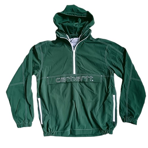 CARHARTT WIP KASTOR Pullover Jacket Size Small Relaxed Fit Treehouse Green White - Picture 5 of 10