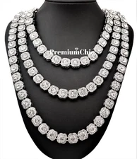 Iced Baguette Cluster Tennis Chain Necklace Plated CZ Men HipHop Fashion Jewelry