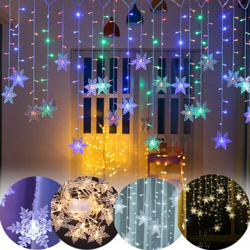 Christmas LED Fairy String Curtain Lights Snowflake Icicle Wedding Home Decor US