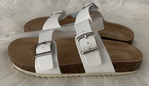 Girls Cat & Jack White Buckle Slip On Sandals Size 13 New With Tags - Picture 2 of 4