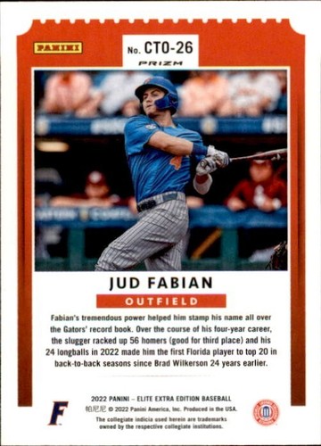 2022 Elite Extra Contenders Draft OptiChrome Silver Prizm #CTO-26 Jud Fabian RC - Picture 2 of 2