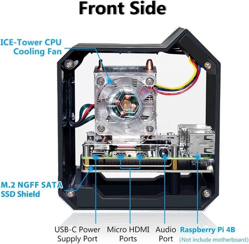 Portable Raspberry Pi 4 Mini Tower NAS with RGB Fan & Easy Assembly Features - Picture 9 of 11