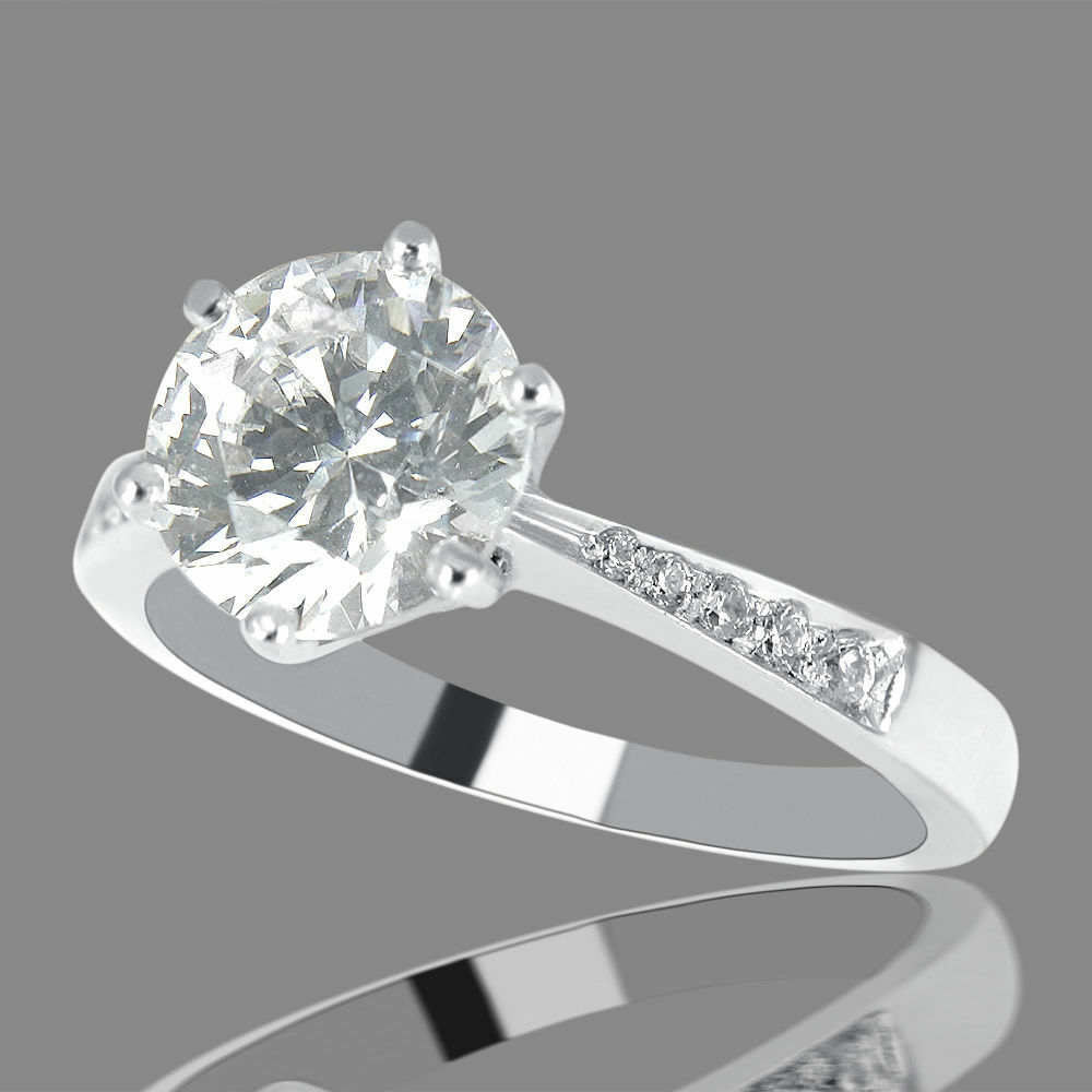 0.75 CT Genuine Round Cut Enhanced Diamond Engagement Ring 14K White gold H VS1 0.75 CT Genuine Round Cut Enhanced Diamond Engagement Ring 14K White gold H VS1