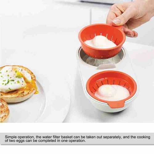 Microwave Double Cup Perfect Eggs Poacher BPA Free Cookware Egg Cooker Steamer - Picture 2 of 13