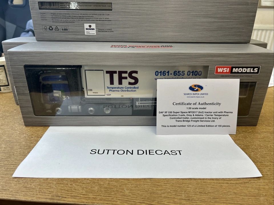 WSI 02-3069 DAF XF Fridge Transbridge Freight Services TFS 1/50 - Image 3 of 4