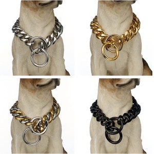 dog 19mm curb choker collar chain stainless pet steel link