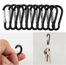 10 Mini(Black) Carabiners Camping Spring Clip Hook Keychain Key Ring Hiking A597