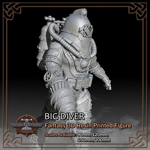 Steampunk Big Diver - Scale 1/18 to 1/6 - 3D Resin Printed Figure Model Kit - Picture 8 of 17